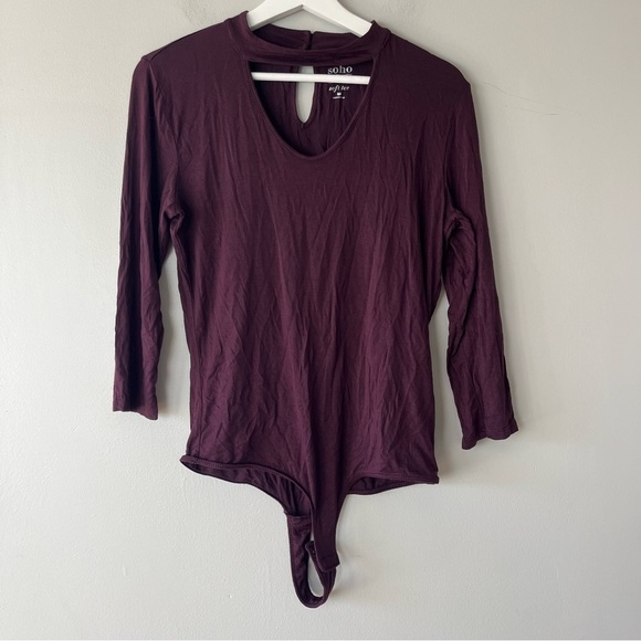 Soho Jeans New York & Company Maroon Soft Tee Bodysuit Medium - Picture 1 of 6
